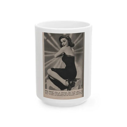 Elaine Stewart #131 - 1 B&W Photo & Caption from Modern Screen Mag. July '55 (Vintage Female Icon) White Coffee Mug 15oz - Go Mug Yourself