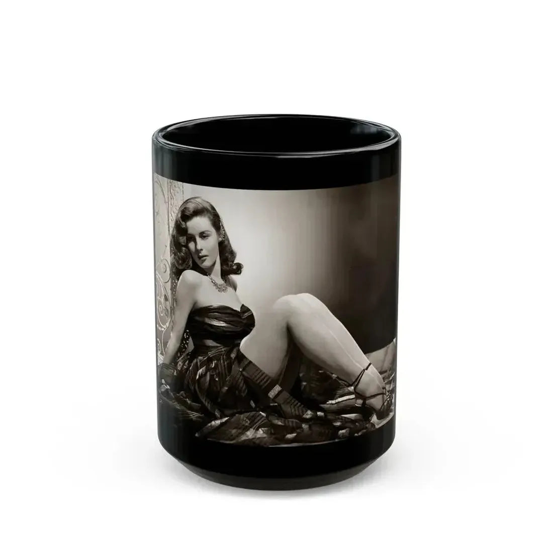 Elaine Stewart #132 (Vintage Female Icon) Black Coffee Mug 15oz - Go Mug Yourself