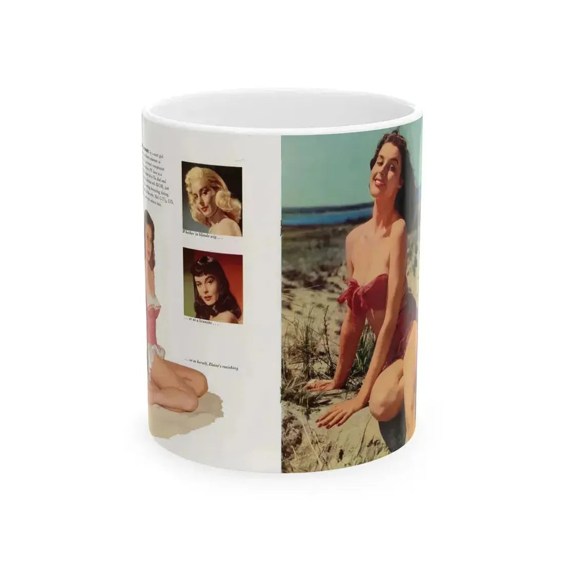 Elaine Stewart #138 - Modern Screen Pin-Ups Magazine Issue #1 (Vintage Female Icon) White Coffee Mug 11oz - Go Mug Yourself