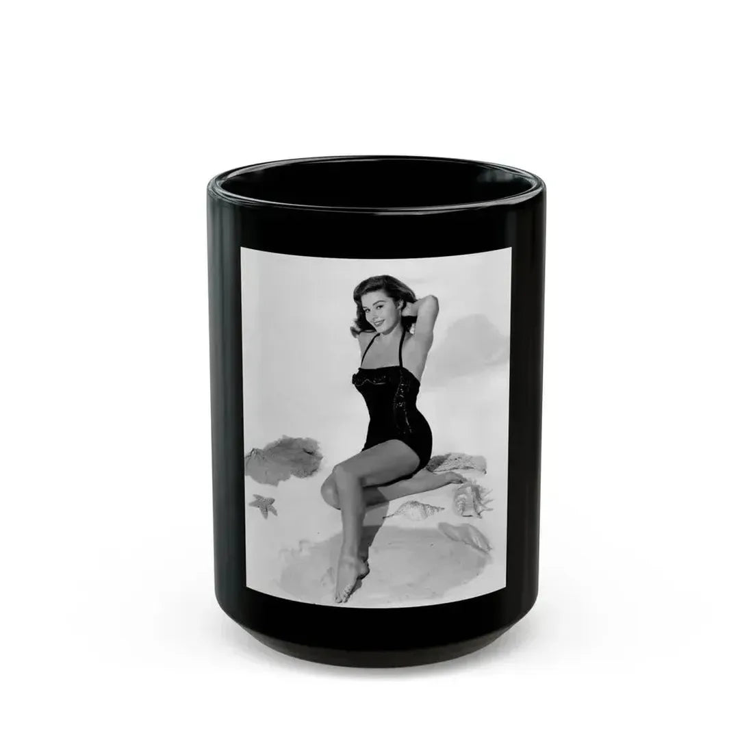 Elaine Stewart #141 (Vintage Female Icon) Black Coffee Mug 15oz - Go Mug Yourself
