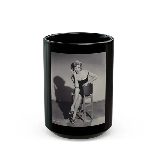 Elaine Stewart #142 (Vintage Female Icon) Black Coffee Mug 15oz - Go Mug Yourself
