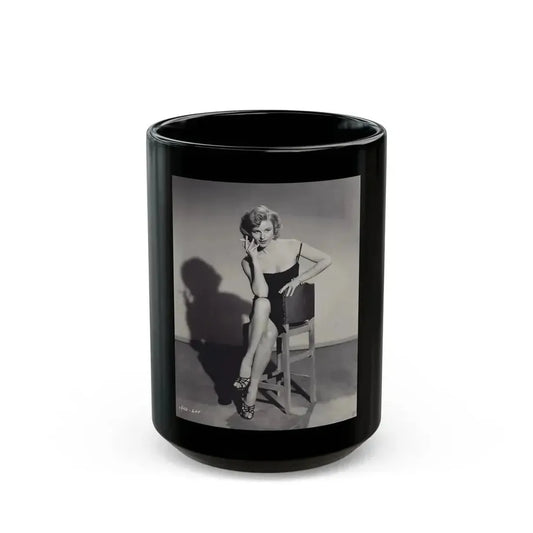 Elaine Stewart #142 (Vintage Female Icon) Black Coffee Mug 15oz - Go Mug Yourself