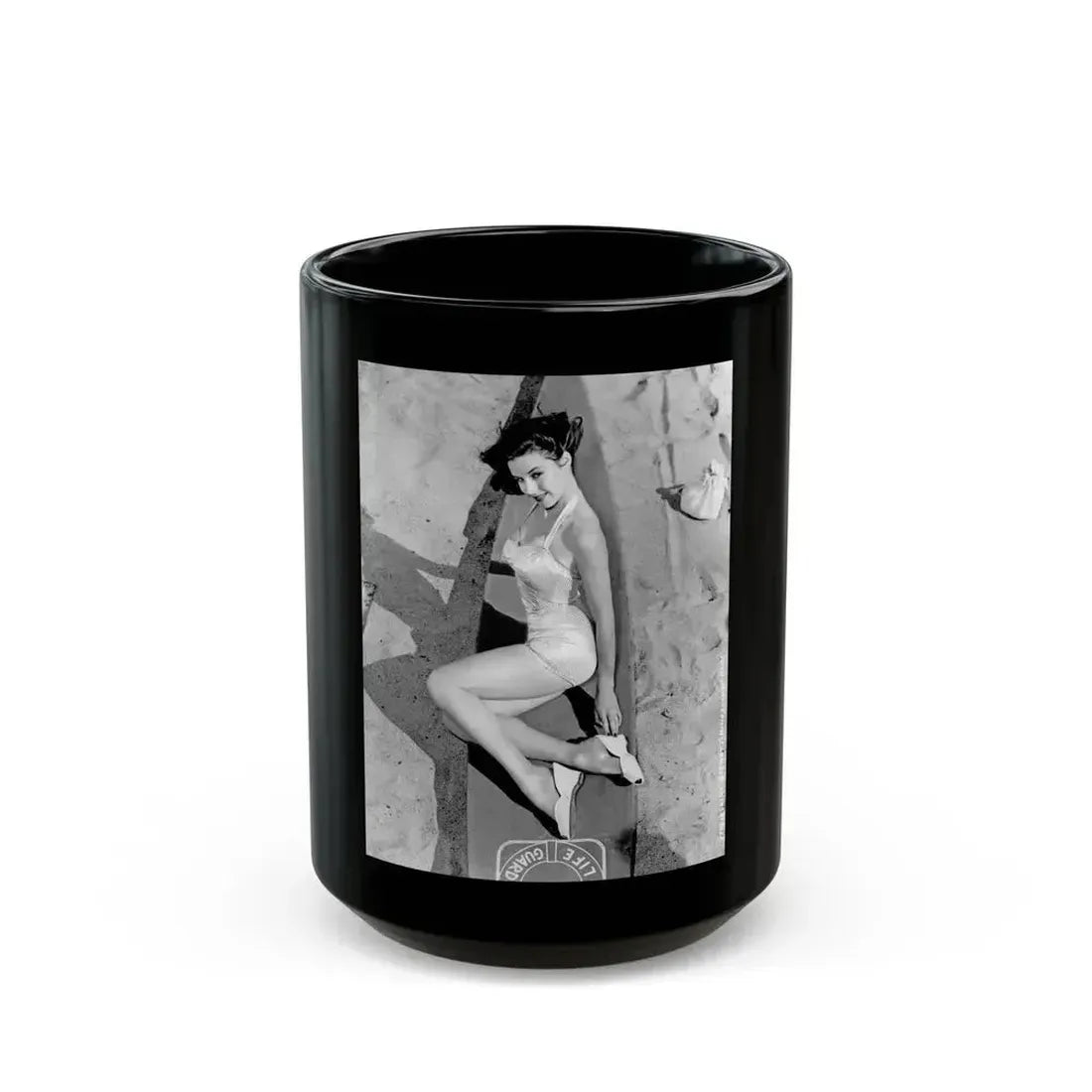 Elaine Stewart #145 (Vintage Female Icon) Black Coffee Mug 15oz - Go Mug Yourself