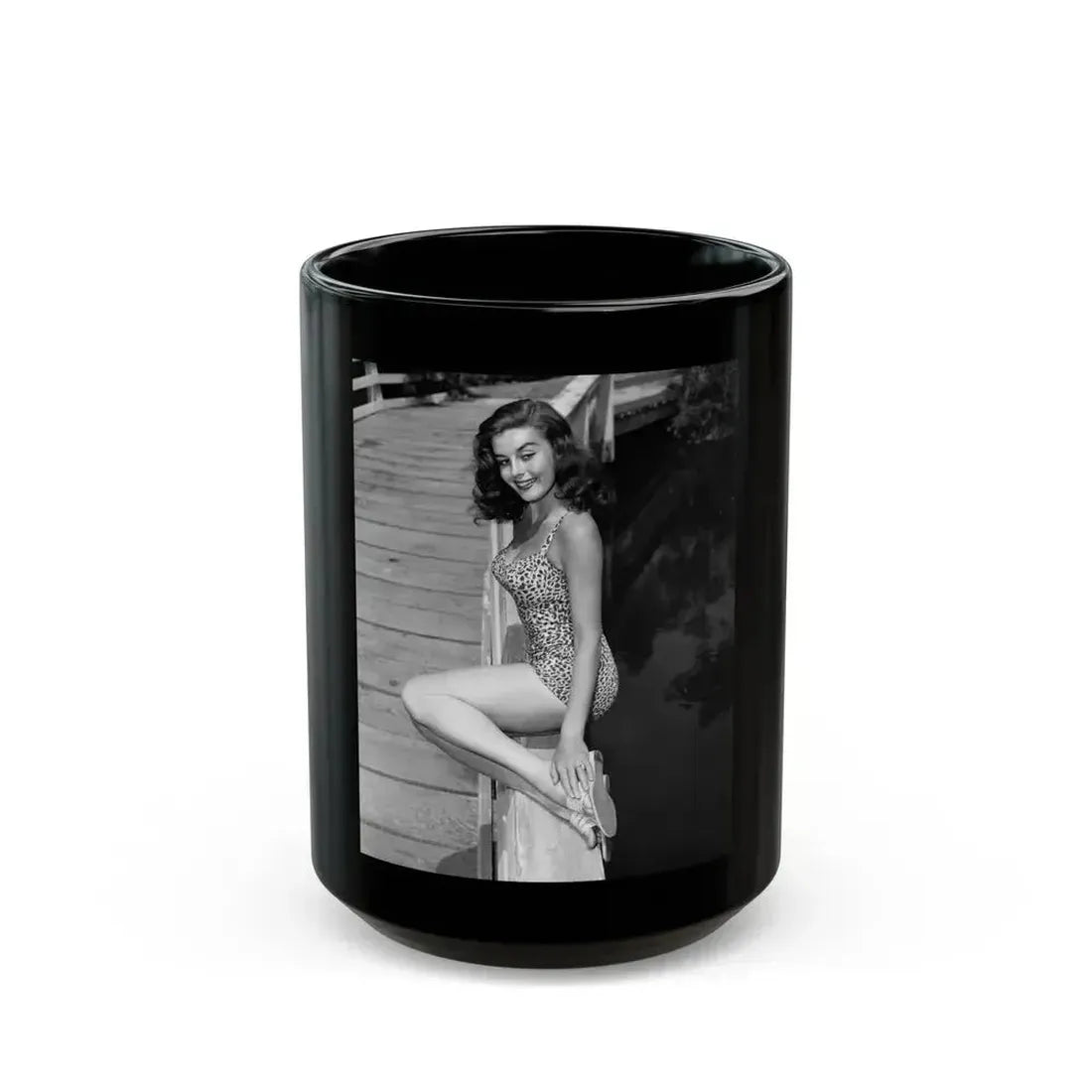 Elaine Stewart #146 (Vintage Female Icon) Black Coffee Mug 15oz - Go Mug Yourself