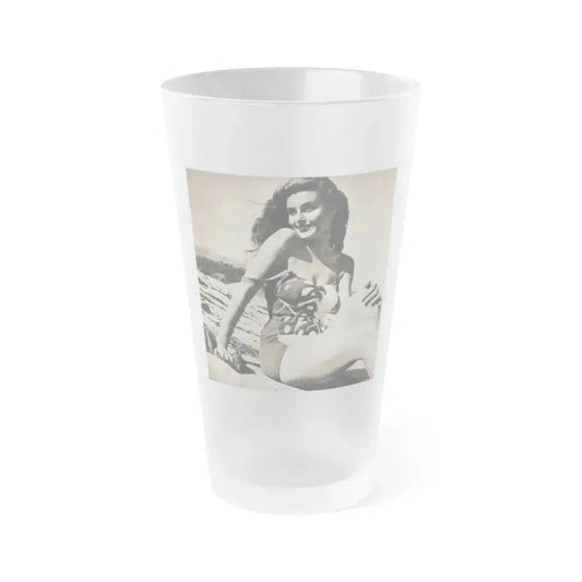 Elaine Stewart #155 (Vintage Female Icon) Frosted Pint Glass 16oz 16oz Frosted - Go Mug Yourself