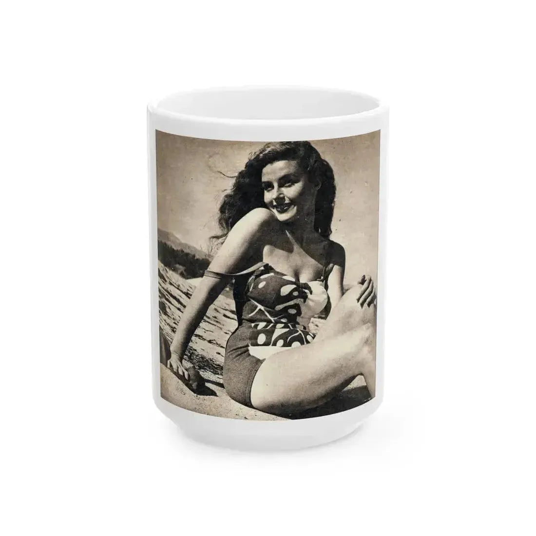 Elaine Stewart #155 (Vintage Female Icon) White Coffee Mug 15oz - Go Mug Yourself