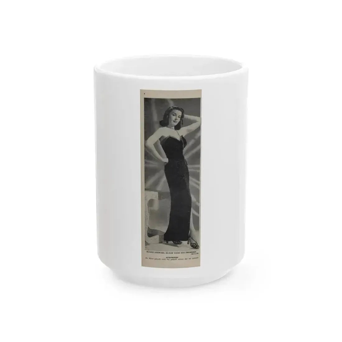 Elaine Stewart #161 1 (Vintage Female Icon) White Coffee Mug 15oz - Go Mug Yourself