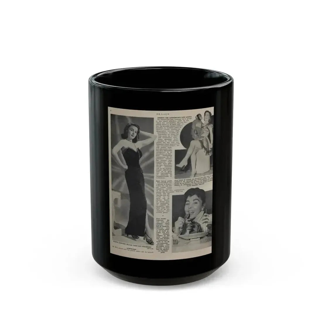 Elaine Stewart #161 (Vintage Female Icon) Black Coffee Mug 15oz - Go Mug Yourself