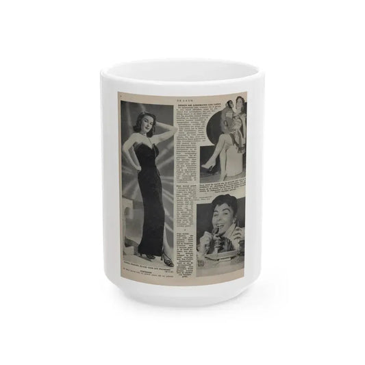 Elaine Stewart #161 (Vintage Female Icon) White Coffee Mug 15oz - Go Mug Yourself