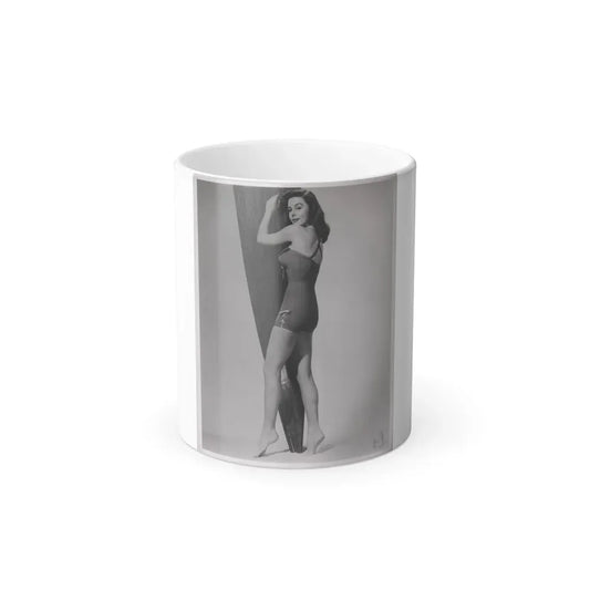 Elaine Stewart #162 - Negative Struck B&W 8x10 50's Era Full Body 1 Piece Swimsuit Cheesecake HQ Photo (Vintage Female Icon) Color Changing Coffee Mug 11oz - Go Mug Yourself