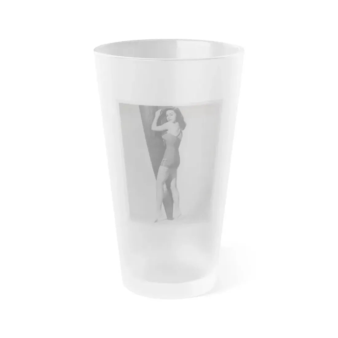 Elaine Stewart #162 - Negative Struck B&W 8x10 50's Era Full Body 1 Piece Swimsuit Cheesecake HQ Photo (Vintage Female Icon) Frosted Pint Glass 16oz 16oz Frosted - Go Mug Yourself