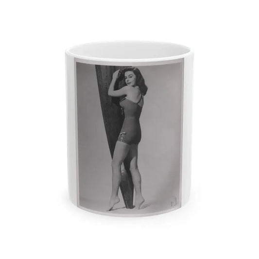 Elaine Stewart #162 - Negative Struck B&W 8x10 50's Era Full Body 1 Piece Swimsuit Cheesecake HQ Photo (Vintage Female Icon) White Coffee Mug 11oz - Go Mug Yourself