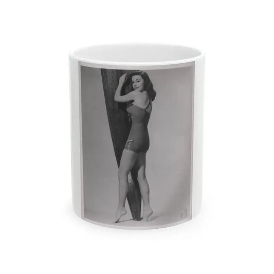 Elaine Stewart #162 - Negative Struck B&W 8x10 50's Era Full Body 1 Piece Swimsuit Cheesecake HQ Photo (Vintage Female Icon) White Coffee Mug 11oz - Go Mug Yourself