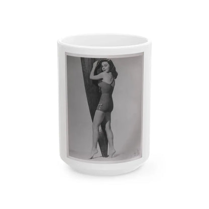 Elaine Stewart #162 - Negative Struck B&W 8x10 50's Era Full Body 1 Piece Swimsuit Cheesecake HQ Photo (Vintage Female Icon) White Coffee Mug 15oz - Go Mug Yourself