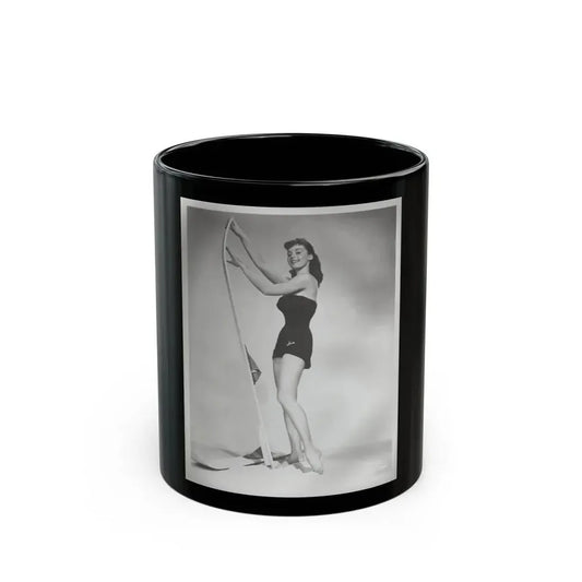 Elaine Stewart #163 - Negative Struck B&W 8x10 50's Era Full Body 1 Piece Swimsuit Cheesecake HQ Photo (Vintage Female Icon) Black Coffee Mug 11oz - Go Mug Yourself