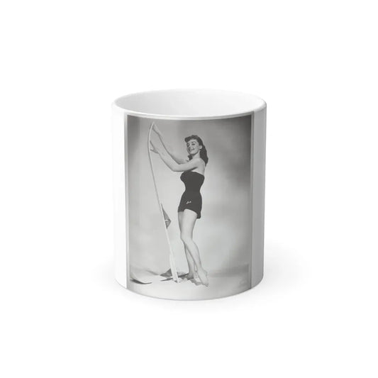 Elaine Stewart #163 - Negative Struck B&W 8x10 50's Era Full Body 1 Piece Swimsuit Cheesecake HQ Photo (Vintage Female Icon) Color Changing Coffee Mug 11oz - Go Mug Yourself