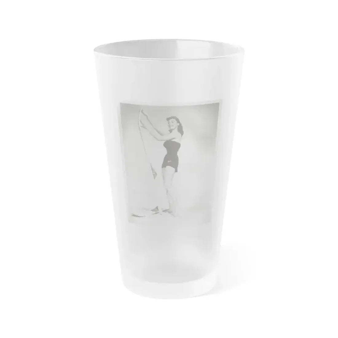 Elaine Stewart #163 - Negative Struck B&W 8x10 50's Era Full Body 1 Piece Swimsuit Cheesecake HQ Photo (Vintage Female Icon) Frosted Pint Glass 16oz 16oz Frosted - Go Mug Yourself