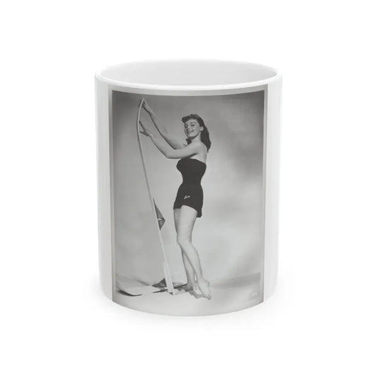 Elaine Stewart #163 - Negative Struck B&W 8x10 50's Era Full Body 1 Piece Swimsuit Cheesecake HQ Photo (Vintage Female Icon) White Coffee Mug 11oz - Go Mug Yourself