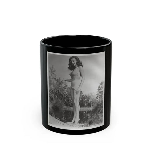 Elaine Stewart #164 - Negative Struck B&W 8x10 50's Era Full Body 1 Piece Swimsuit Cheesecake HQ Photo (Vintage Female Icon) Black Coffee Mug 11oz - Go Mug Yourself
