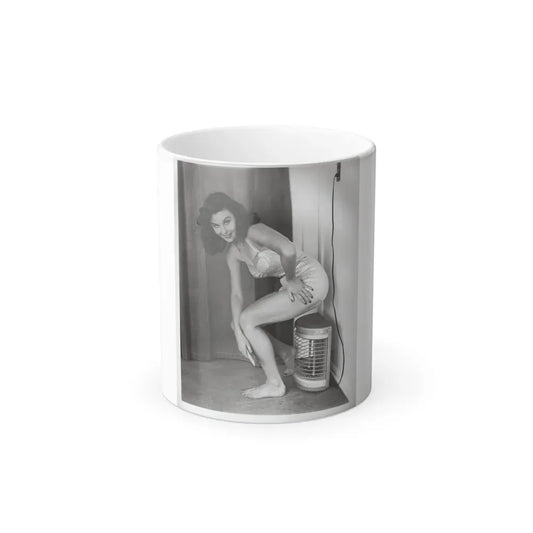 Elaine Stewart #165 - Negative Struck B&W 8x10 50's Era Full Body 1 Piece Swimsuit Cheesecake HQ Photo (Vintage Female Icon) Color Changing Coffee Mug 11oz - Go Mug Yourself