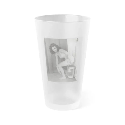 Elaine Stewart #165 - Negative Struck B&W 8x10 50's Era Full Body 1 Piece Swimsuit Cheesecake HQ Photo (Vintage Female Icon) Frosted Pint Glass 16oz 16oz Frosted - Go Mug Yourself