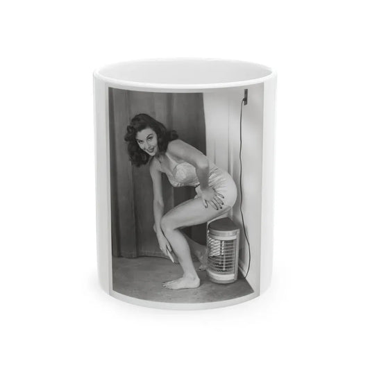 Elaine Stewart #165 - Negative Struck B&W 8x10 50's Era Full Body 1 Piece Swimsuit Cheesecake HQ Photo (Vintage Female Icon) White Coffee Mug 11oz - Go Mug Yourself