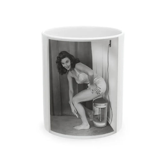 Elaine Stewart #165 - Negative Struck B&W 8x10 50's Era Full Body 1 Piece Swimsuit Cheesecake HQ Photo (Vintage Female Icon) White Coffee Mug 11oz - Go Mug Yourself