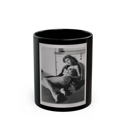 Elaine Stewart #166 - Negative Struck B&W 8x10 50's Era Full Body 1 Piece Swimsuit Cheesecake HQ Photo (Vintage Female Icon) Black Coffee Mug 11oz - Go Mug Yourself