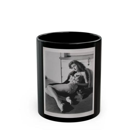 Elaine Stewart #166 - Negative Struck B&W 8x10 50's Era Full Body 1 Piece Swimsuit Cheesecake HQ Photo (Vintage Female Icon) Black Coffee Mug 11oz - Go Mug Yourself