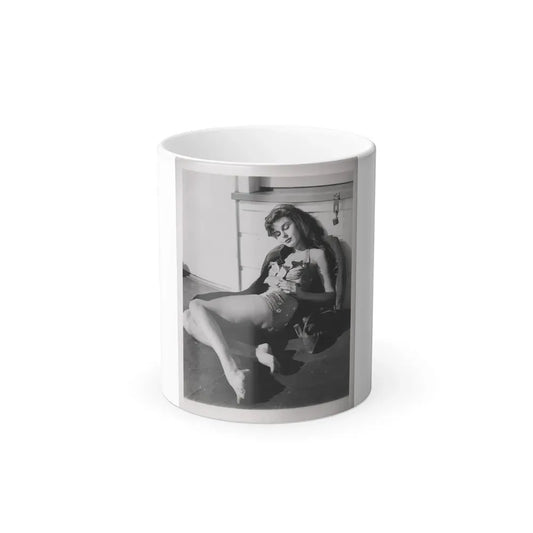 Elaine Stewart #166 - Negative Struck B&W 8x10 50's Era Full Body 1 Piece Swimsuit Cheesecake HQ Photo (Vintage Female Icon) Color Changing Coffee Mug 11oz - Go Mug Yourself