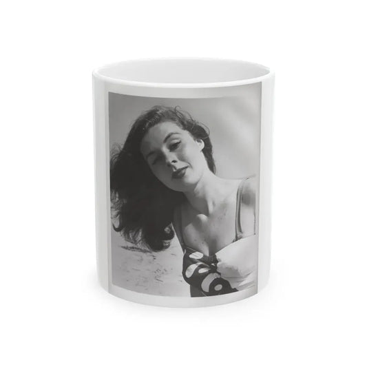 Elaine Stewart #167 - Negative Struck B&W 8x10 50's Head & Upper Body Body 1 Piece Swimsuit Cheesecake HQ Photo (Vintage Female Icon) White Coffee Mug 11oz - Go Mug Yourself