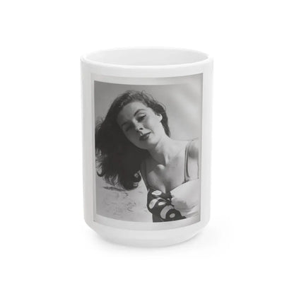 Elaine Stewart #167 - Negative Struck B&W 8x10 50's Head & Upper Body Body 1 Piece Swimsuit Cheesecake HQ Photo (Vintage Female Icon) White Coffee Mug 15oz - Go Mug Yourself