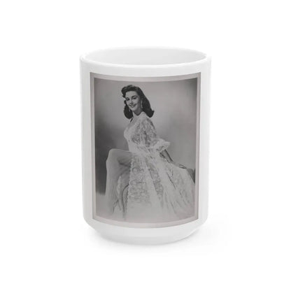 Elaine Stewart #168 - Negative Struck B&W 8x10 50's Era Full Body Glamour Dress HQ Photo (Vintage Female Icon) White Coffee Mug 15oz - Go Mug Yourself
