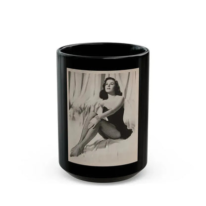 Elaine Stewart #170 - Vintage B&W 8x10 50's Era Full Body Glamour Fishnet Stockings Photo (Vintage Female Icon) Black Coffee Mug 15oz - Go Mug Yourself