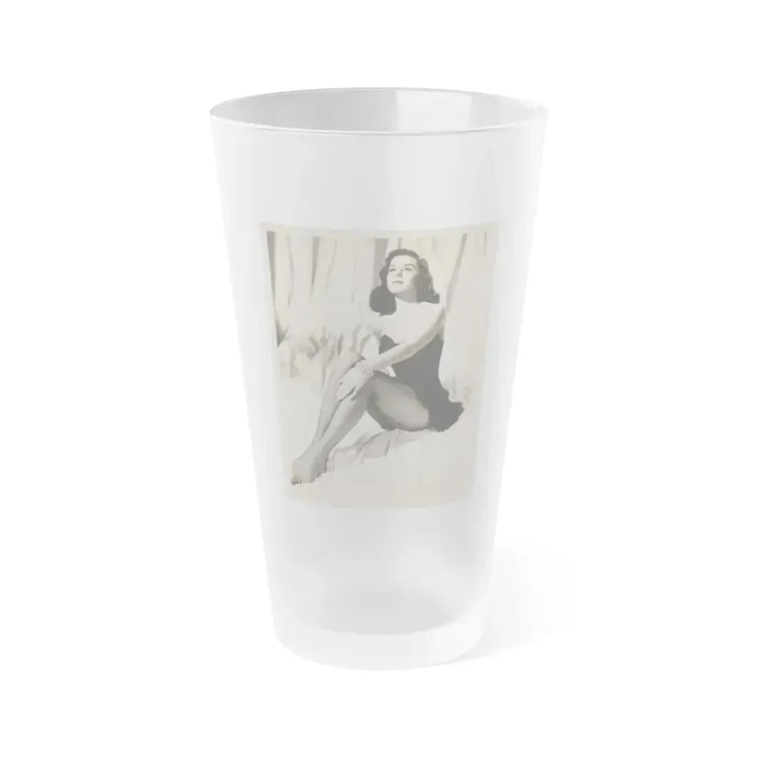 Elaine Stewart #170 - Vintage B&W 8x10 50's Era Full Body Glamour Fishnet Stockings Photo (Vintage Female Icon) Frosted Pint Glass 16oz 16oz Frosted - Go Mug Yourself