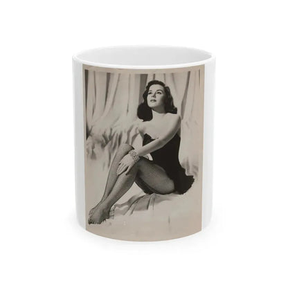 Elaine Stewart #170 - Vintage B&W 8x10 50's Era Full Body Glamour Fishnet Stockings Photo (Vintage Female Icon) White Coffee Mug 11oz - Go Mug Yourself