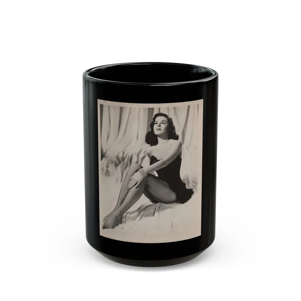 Elaine Stewart #170 - Vintage B&W 8x10 50's Era Full Body Glamour Fishnet Stockings Photo (Vintage Female Icon) Black Coffee Mug-15oz-Go Mug Yourself