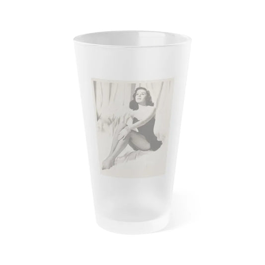 Elaine Stewart #170 - Vintage B&W 8x10 50's Era Full Body Glamour Fishnet Stockings Photo (Vintage Female Icon) Frosted Pint Glass 16oz-16oz-Frosted-Go Mug Yourself