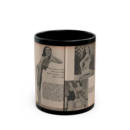 Elaine Stewart #172 - Pages 2 & 3 of 5 with, 3 Page B&W Photos & Captions from Aconteceu MARCO DE 1955 Brazilian Digest Mag. (Vintage Female Icon) Black Coffee Mug 11oz - Go Mug Yourself