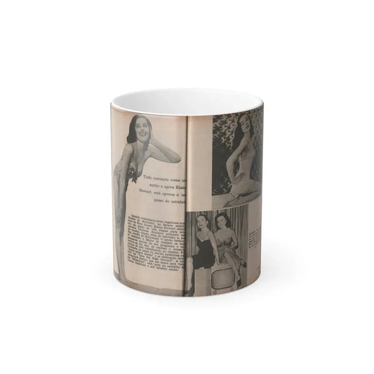Elaine Stewart #172 - Pages 2 & 3 of 5 with, 3 Page B&W Photos & Captions from Aconteceu MARCO DE 1955 Brazilian Digest Mag. (Vintage Female Icon) Color Changing Coffee Mug 11oz - Go Mug Yourself