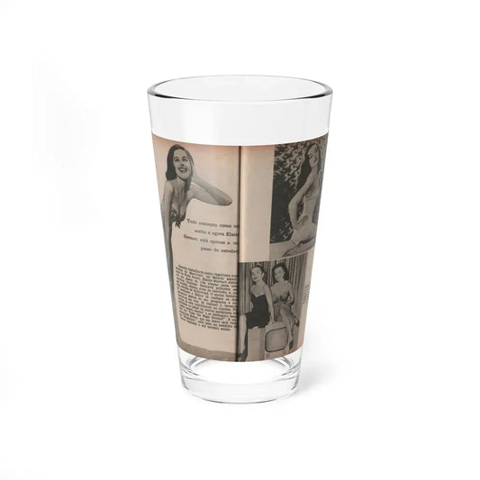 Elaine Stewart #172 - Pages 2 & 3 of 5 with, 3 Page B&W Photos & Captions from Aconteceu MARCO DE 1955 Brazilian Digest Mag. (Vintage Female Icon) Pint Glass 16oz 16oz - Go Mug Yourself