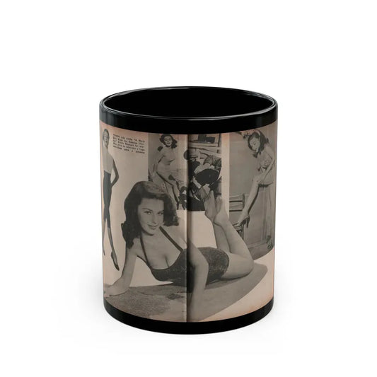 Elaine Stewart #173 - Pages 4 & 5 of 5 with, B&W Centerfold, 3 B&W Pics & Caption from Aconteceu MARCO DE 1955 Brazilian Digest Mag. (Vintage Female Icon) Black Coffee Mug 11oz - Go Mug Yourself