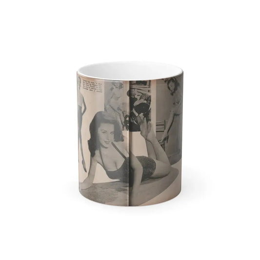 Elaine Stewart #173 - Pages 4 & 5 of 5 with, B&W Centerfold, 3 B&W Pics & Caption from Aconteceu MARCO DE 1955 Brazilian Digest Mag. (Vintage Female Icon) Color Changing Coffee Mug 11oz - Go Mug Yourself