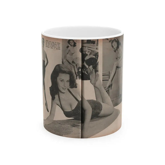 Elaine Stewart #173 - Pages 4 & 5 of 5 with, B&W Centerfold, 3 B&W Pics & Caption from Aconteceu MARCO DE 1955 Brazilian Digest Mag. (Vintage Female Icon) White Coffee Mug 11oz - Go Mug Yourself