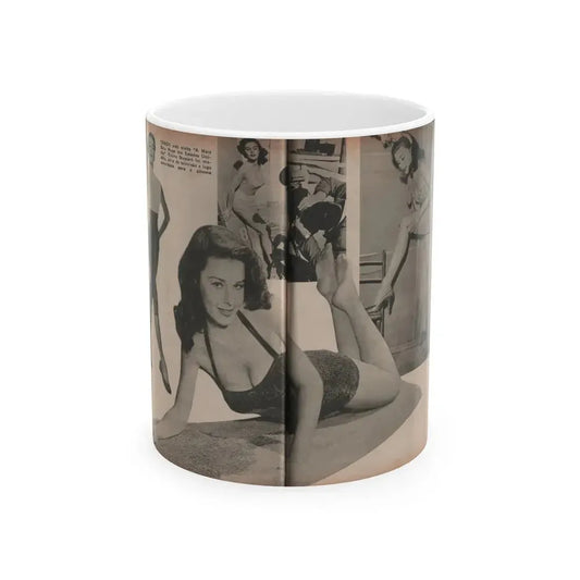 Elaine Stewart #173 - Pages 4 & 5 of 5 with, B&W Centerfold, 3 B&W Pics & Caption from Aconteceu MARCO DE 1955 Brazilian Digest Mag. (Vintage Female Icon) White Coffee Mug 11oz - Go Mug Yourself