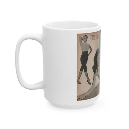 Elaine Stewart #173 - Pages 4 & 5 of 5 with, B&W Centerfold, 3 B&W Pics & Caption from Aconteceu MARCO DE 1955 Brazilian Digest Mag. (Vintage Female Icon) White Coffee Mug - Go Mug Yourself