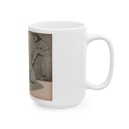 Elaine Stewart #173 - Pages 4 & 5 of 5 with, B&W Centerfold, 3 B&W Pics & Caption from Aconteceu MARCO DE 1955 Brazilian Digest Mag. (Vintage Female Icon) White Coffee Mug - Go Mug Yourself
