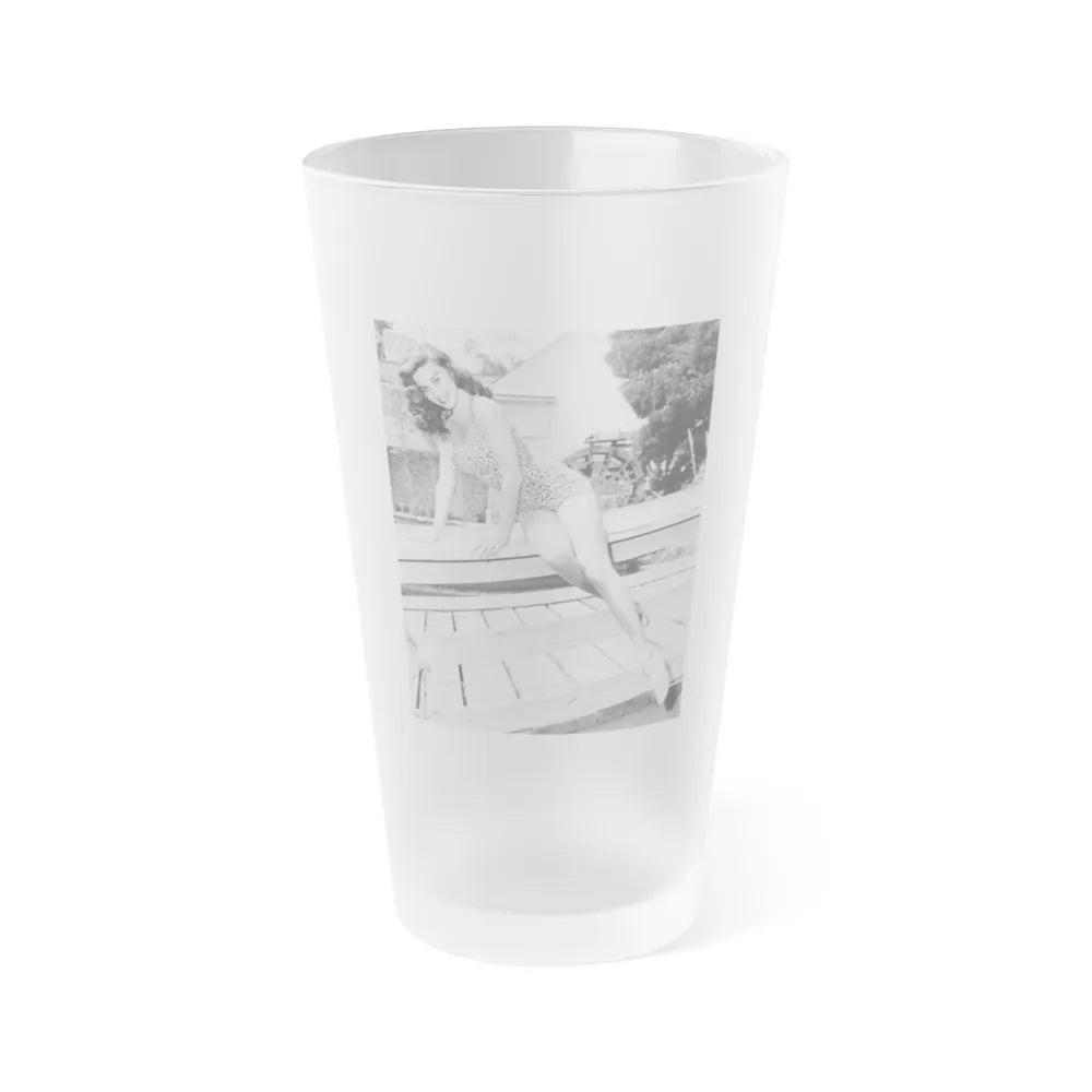 Elaine Stewart #177 (Vintage Female Icon) Frosted Pint Glass 16oz-16oz-Frosted-Go Mug Yourself