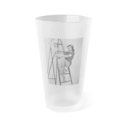 Elaine Stewart #31 (Vintage Female Icon) Frosted Pint Glass 16oz 16oz Frosted - Go Mug Yourself
