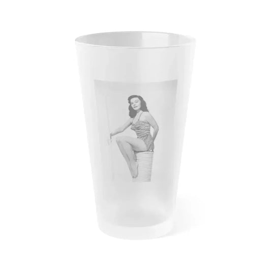 Elaine Stewart #32 (Vintage Female Icon) Frosted Pint Glass 16oz 16oz Frosted - Go Mug Yourself